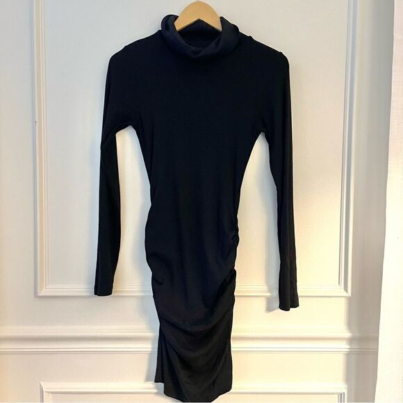 NWT Womens Michael Stars Velma Turtleneck Ribbed Mini Dress in black, size XS - Picture 3 of 6